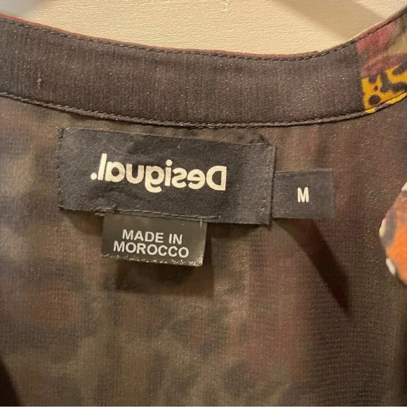 Desigual Chiffon Patchwork Babydoll Mini Dress Womens Size Medium - Picture 2 of 5